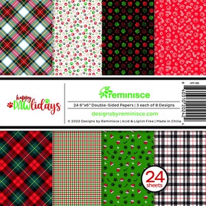 Happy Pawlidays Paper Pad 6x6 Paper - 24 Sheets Reminisce Dog Christmas Paper Cat Christmas Scrapbook paper Card Making Paper Pad