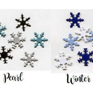 Snowflake Brads - PEARL or Winter Colors Mix - Bulk | Scrapbook | Paper Fasteners | Snow