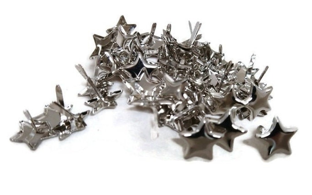 Silver Star Brads Large Size 1/2 Inch Star Paper Fasteners Etsy