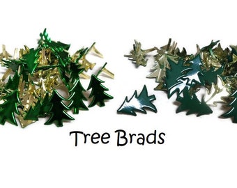 Green Tree Brads Christmas Trees Paper Fasteners Green Brads Christmas Brads Scrapbook Embellishments Outdoor Camping Forest