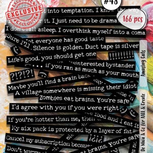 Amusing Cats Words Ephemera Set by AAL & Create Cat Quote Strips Die Cuts
