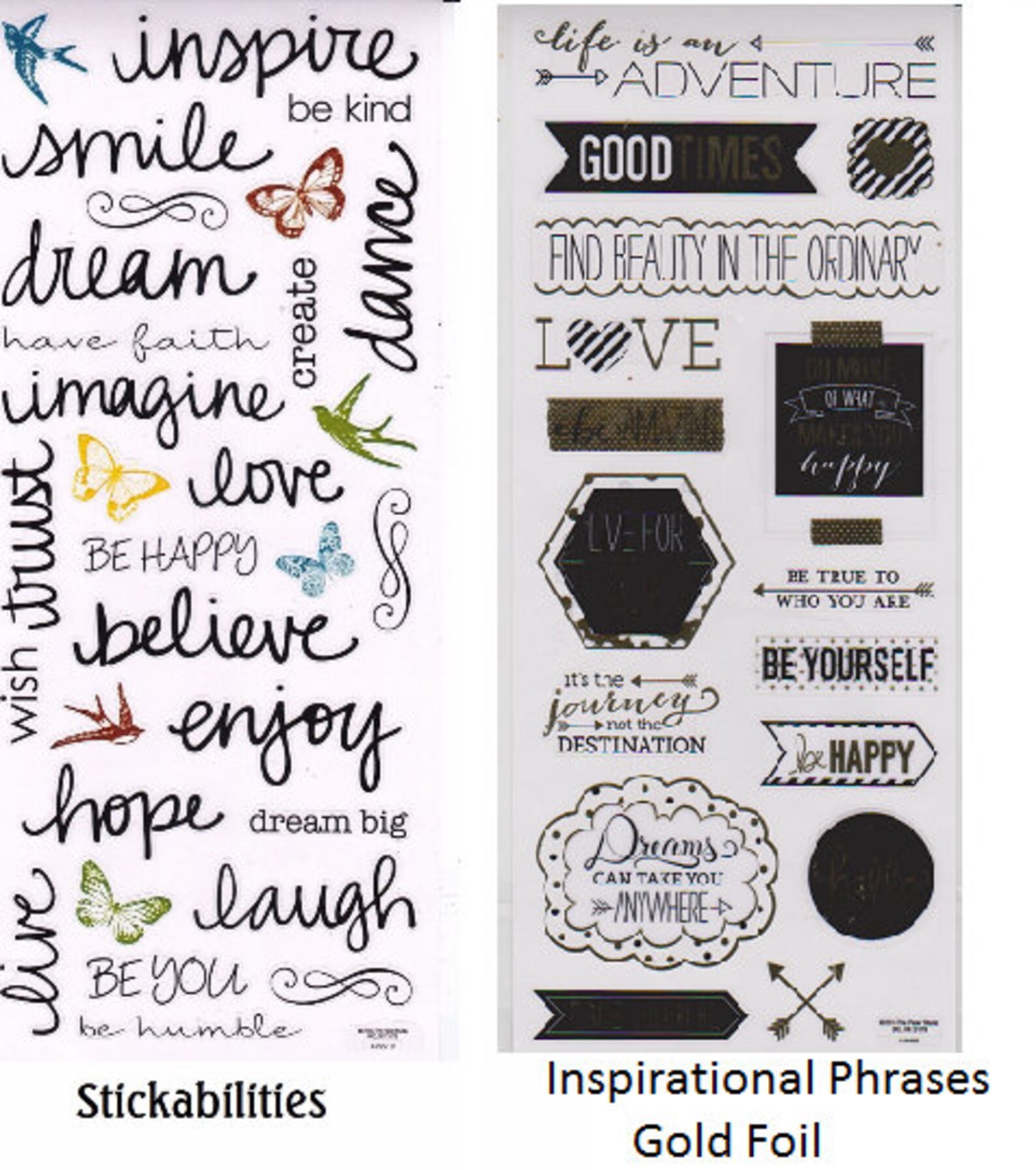 Inspiration Handwritten Words Stickers Sheet Phrases Etsy