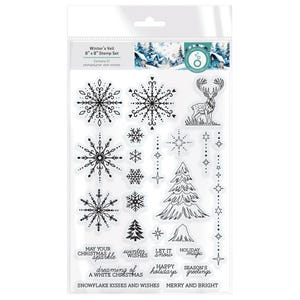 Winter&#39;s Veil Clear Stamp Set by Tonic Studios Snowflakes Winter Trees Snow Stamps Let it Snow Winter Holidays Stamps