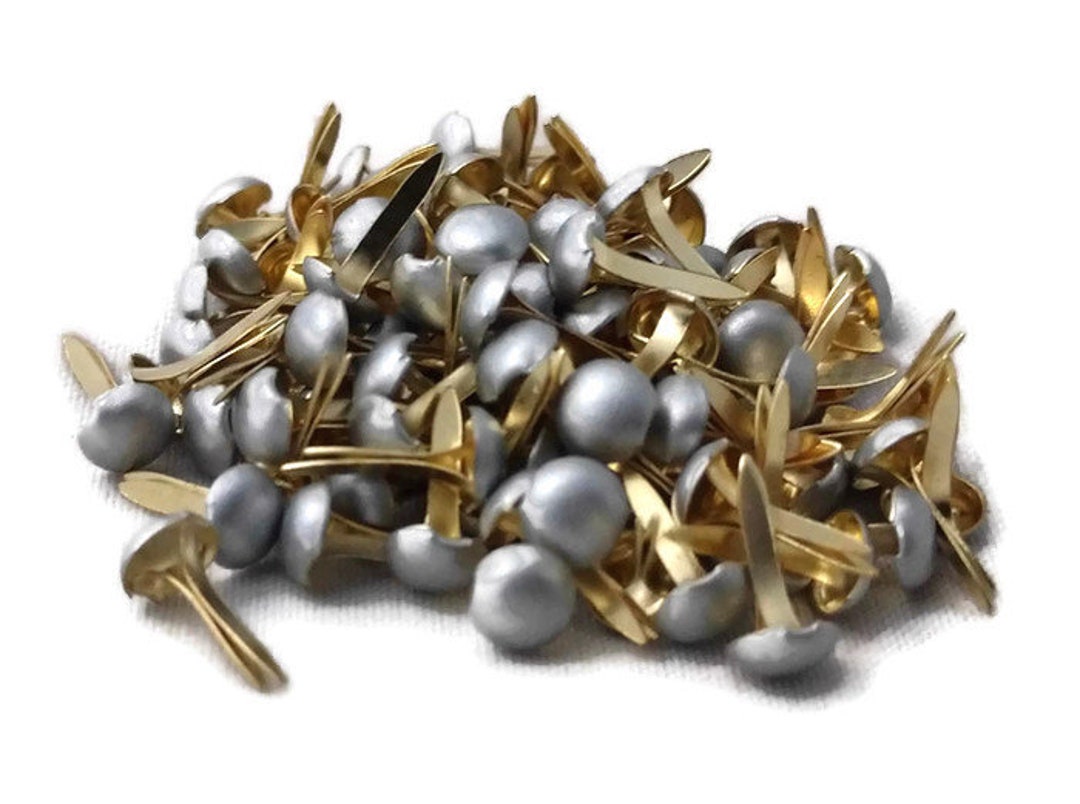 200 Mini Brads In Metallo Dorato - Per Scrapbooking E Fai Da Te, Testa