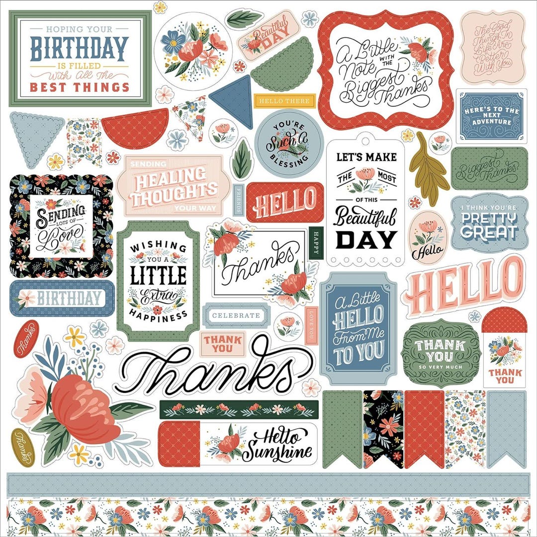 Salutations 2 Stickers Elements Set by Echo Park Quote Scrapbook ...