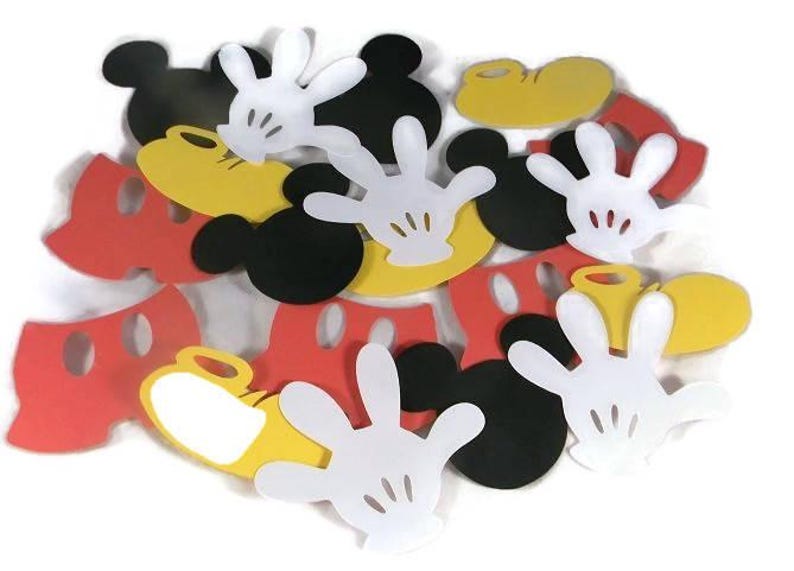Set de 20 piezas troqueladas de zapatos, manos, cabezas y pantalones de Mickey Mouse de Disney, 10 cm (4 pulgadas) imagen 1