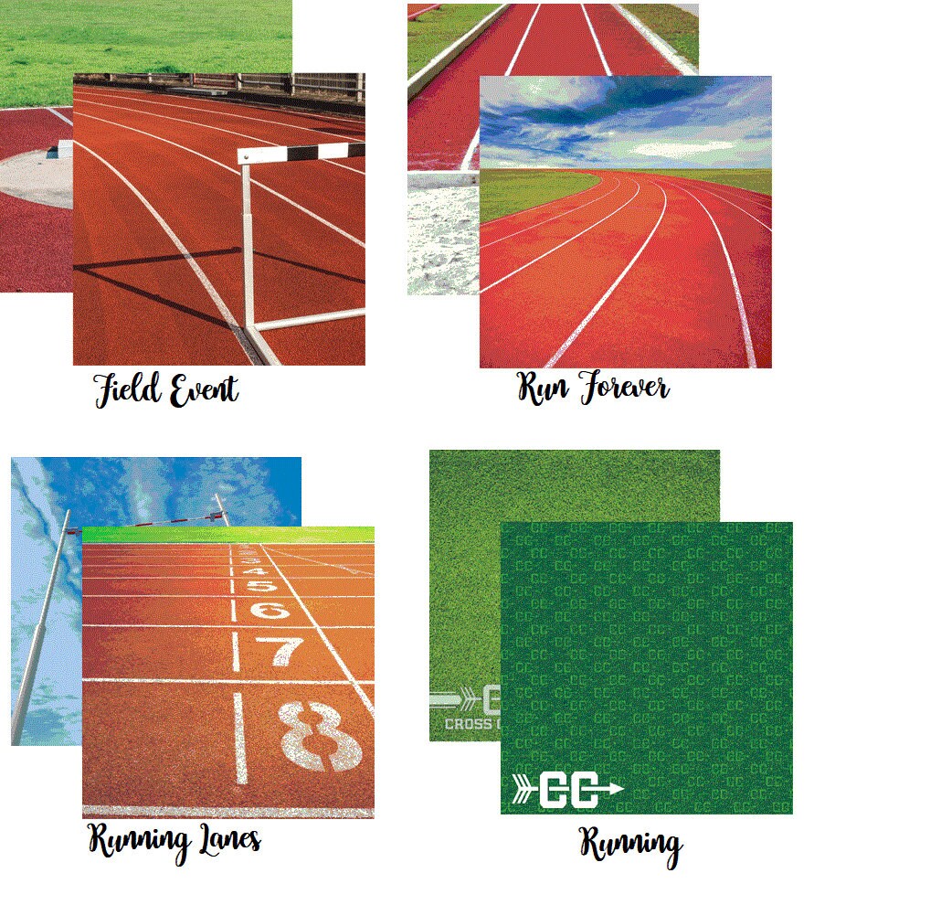 Running Paper Running Track and Field Scrapbook Papers and Stickers | 5k | Race | Run ...
