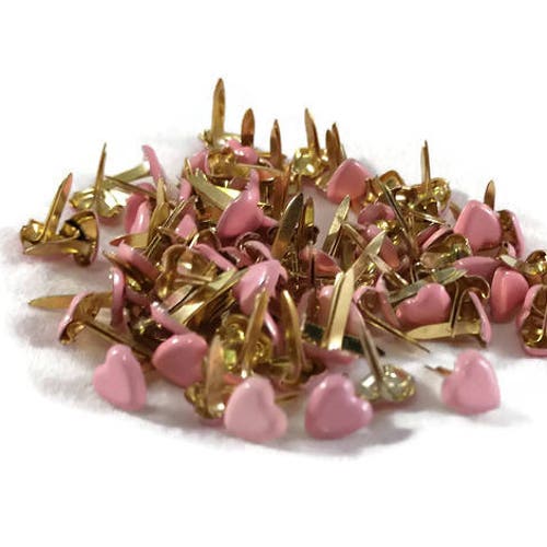 Pink Heart Brads Mini Scrapbooking Paper Fasteners 100ct Etsy