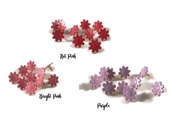 Mini Bright Colored Flower Brads 100ct