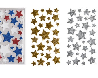 3d Star Stickers Foam, Gold Star Stickers, Silver Star Stickers, Red White Blue Star Stickers | 4th of July | Scrapbook | Night Sky