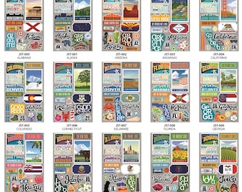 State Stickers Travel Stickers State Travel United States Washington DC New York California Hawaii Alaska Tennessee Wyoming