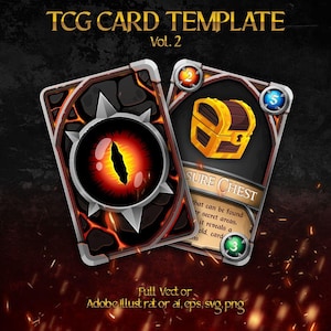 ファンタジー TCG カード テンプレート | DnD RPG トレーディング カード | PNG およびベクター ファイル