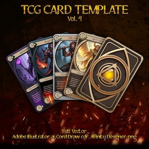 Modèle de carte Fantasy TCG - 4 variations de cadre - Cartes à collectionner du MDN - PNG et vecteur