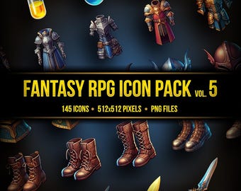 145 Fantasy RPG Game Inventory Icons Pack vol. 5 | 512px | PNG Files