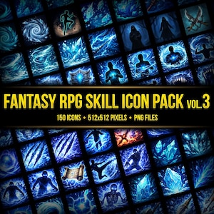 150+ ikoner för färdigheter och förmåga i fantasy-rollspel, 3 | 512px | 300dpi | PNG