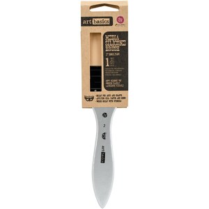 May include: A media silicone brush with a 2-inch brush head. The brush has a silver handle and is packaged in a cardboard backing. The packaging includes the text "art basics" and "MEDIA SILICONE BRUSH".
