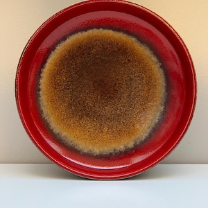 Vintage West German Pottery Bowl – Scheurich 340-26 – Fat Lava Red & Brown Glaze