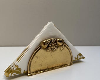 Porta tovaglioli in ottone massiccio con stampa di frutta Tanini – Decorazione da tavolo vintage