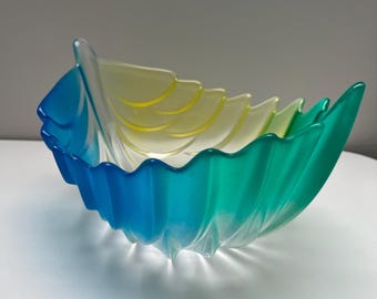 Vintage Walther Glas Blatt Schale - Art Deco Glas Herzstück