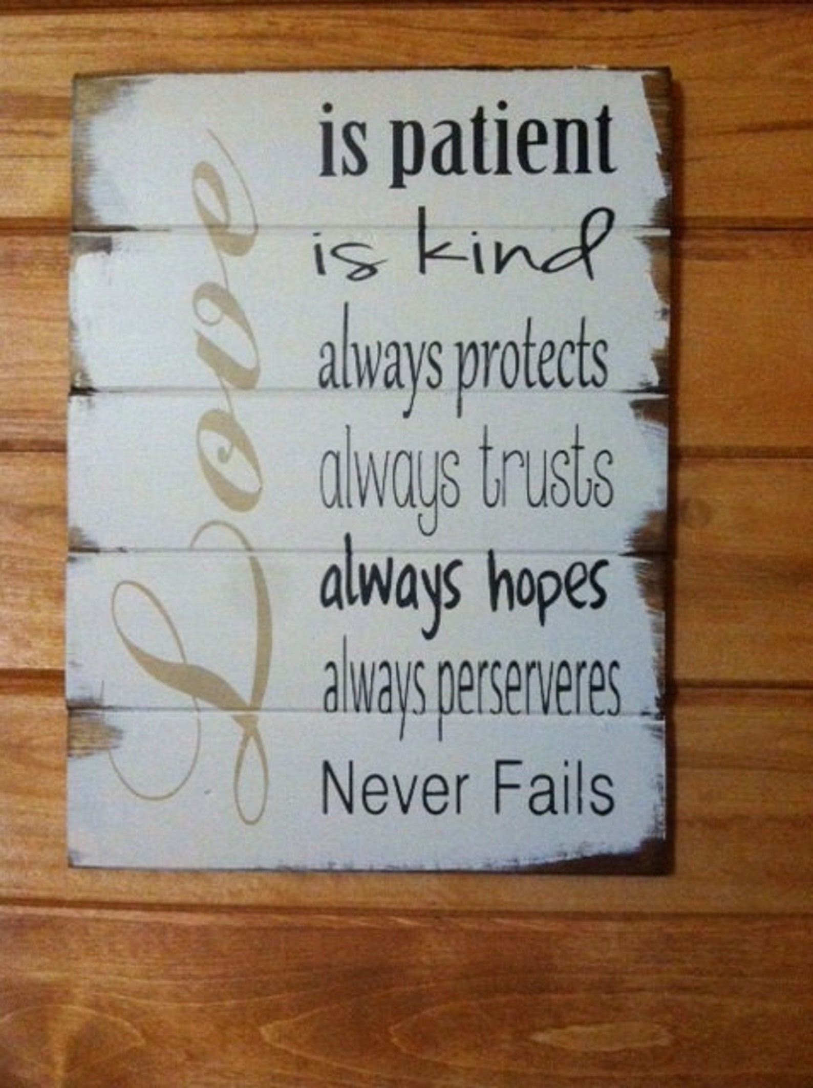 Love Is Patient Sign kind always protects always trusts 1 Etsy