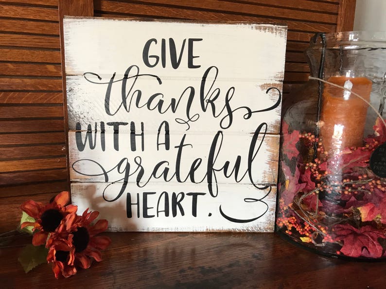 Give Thanks With A Grateful Heart Sign Hand-painted | Etsy