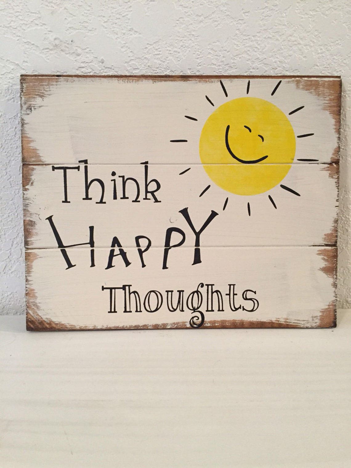 Think Happy Thoughts 13w X 10 1/2h Handpainted Etsy