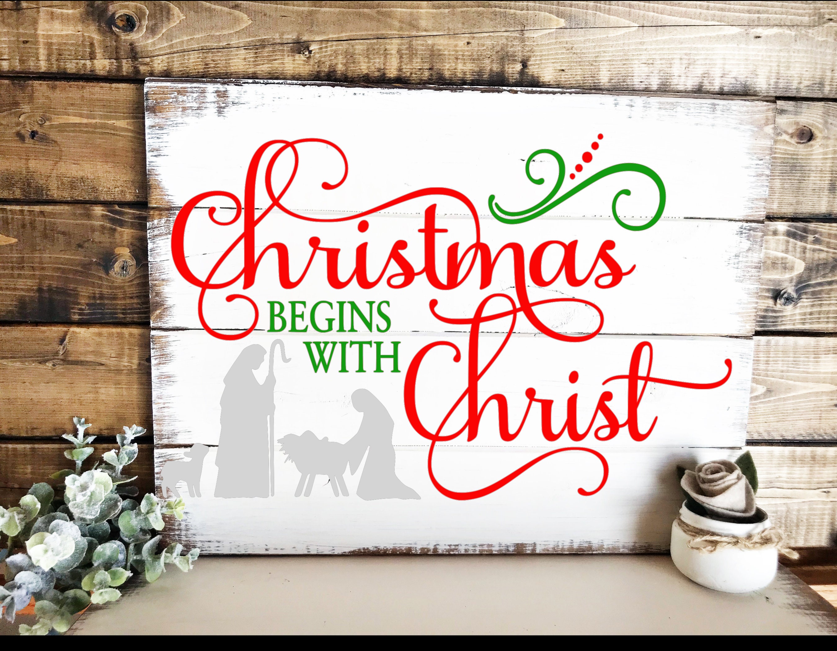 Christmas begins with Christ Sign Christmas Decor Holiday  Etsy