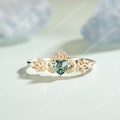Handmade Claddagh Ring Solid Gold Moss Agate Celtic Knot Ring Dainty Gemstone Promise Ring Anniversary Gift for Her