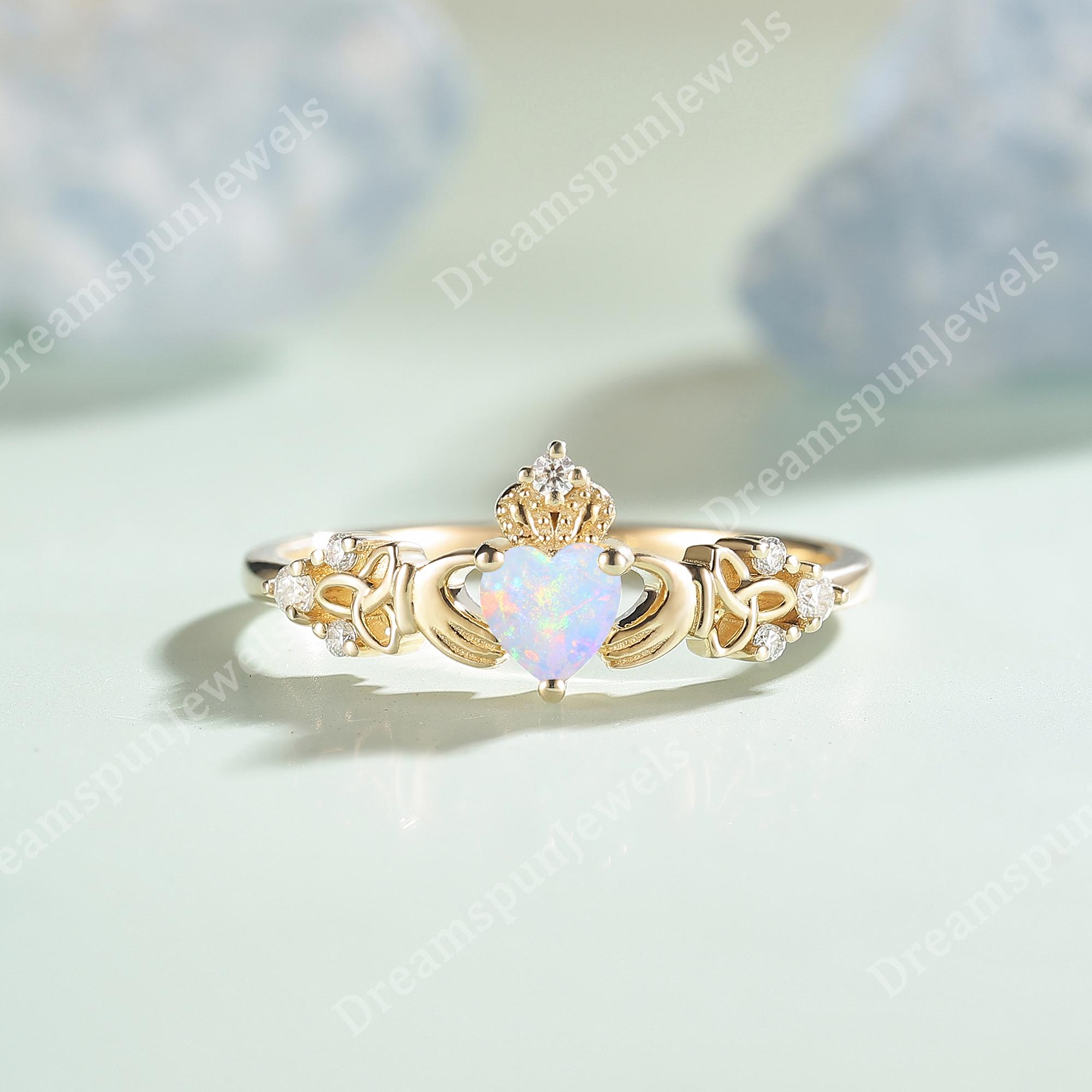 Sterling Silver August Birthstone Heart Claddagh Ring - CZ Solitaire Irish Friendship Ring, Size 9.5 - View #2