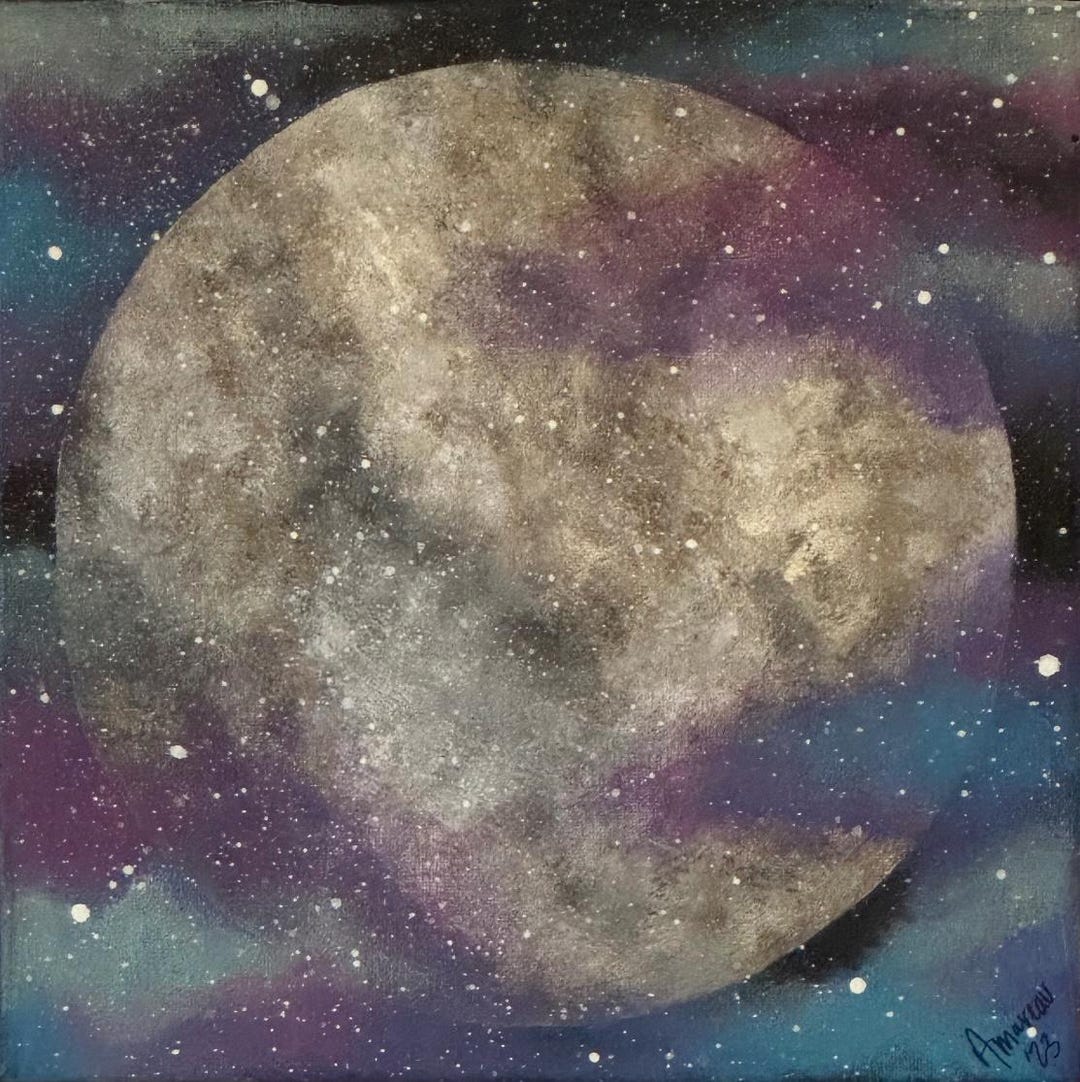 Galaxy Moon, Full Moon - Archival Art Print, Original Painting, Various ...