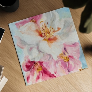 Camellia Flower Oil Painting Art Print by Valeriia Kost