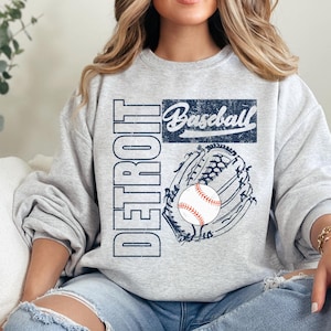 Detroit Tiger Baseball Sweatshirt - Motor City Baseball Crewneck, Unisex Heavy Blend Clothing, Detroit Baseball Fan Gear, Baseball Team