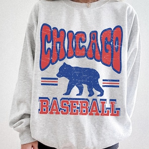 Sudadera vintage de béisbol de Chicago con cuello redondo: estilo retro para el día del partido