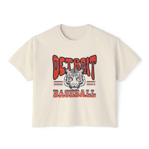 Camiseta de béisbol vintage de Detroit: camiseta gráfica corta y cuadrada imagen 4
