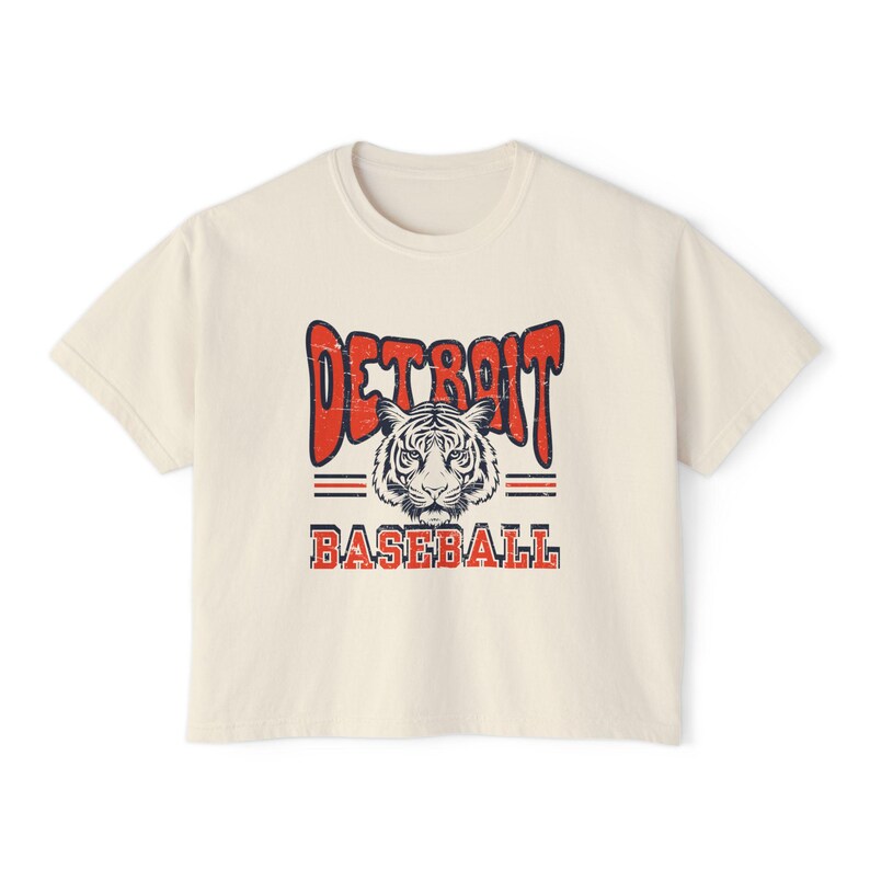 Camiseta de béisbol vintage de Detroit: camiseta gráfica corta y cuadrada imagen 4