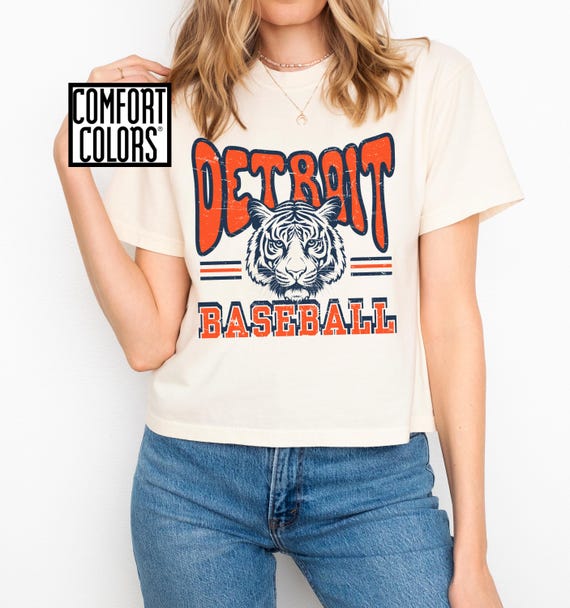 Vintage Detroit Baseball Tee: Boxy Cropped Graphic T-Shirt