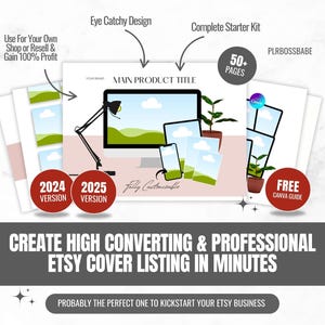 Etsy Product Listing Mockup Bundle for Etsy Seller, Editable Etsy Listing Template, Aesthetic Done For You PLR Digital Product Sell On Etsy