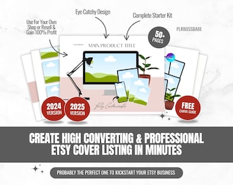 Etsy Product Listing Mockup Bundle for Etsy Seller, Editable Etsy Listing Template, Aesthetic Done For You PLR Digital Product Sell On Etsy