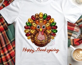 Jeweled Turkey PNG | Sparkly Rhinestone Turkey | Happy Thanksgiving Sublimation | Digital Download | Fall Holiday