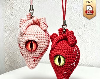 Crochet Heart Pattern – Amigurumi Anatomical Plush PDF, Spooky Keychain Tutorial, Valentine Gift
