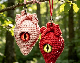Crochet Heart Plush Keychain – Anatomical Pocket Hug, Valentine's Day Gift