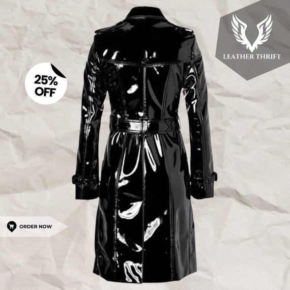 Vintage glossy long trench coat（ライナー付） Amazon.com: Fnfmrfmr Women Long Shiny Patent Leather Trench Coat