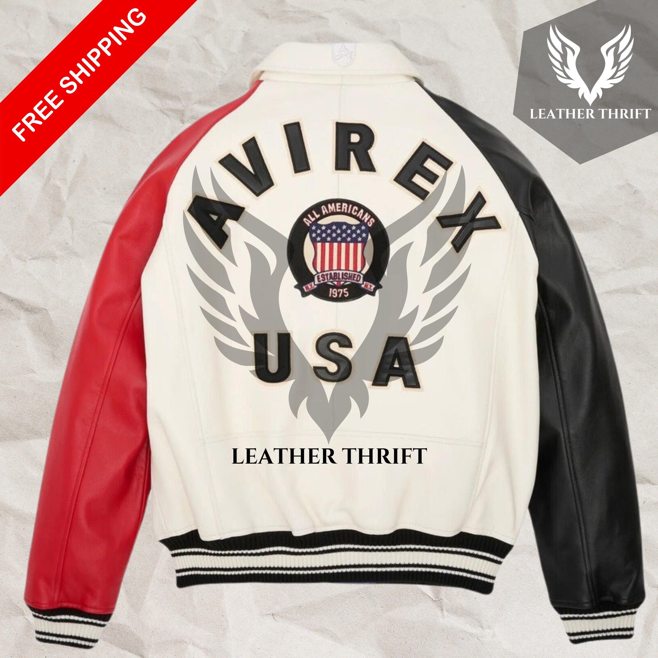 Handmade Multi Colour Icon Military Bomber Jacket AVI REX