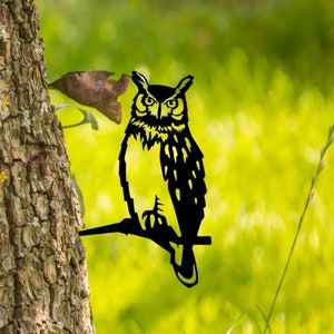 Metal Owl Garden Decoration for Tree, Metal Birds, Steel Art, Garden Sculpture, Outdoor Decorations, Backyard Art, Silhouette Art, Nature
