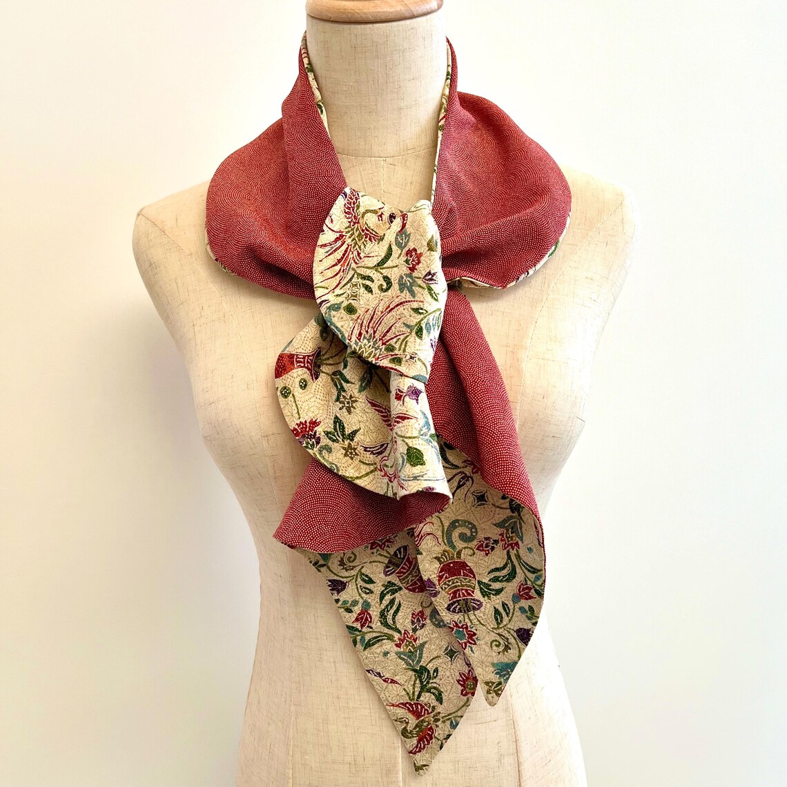 Japanese Kimono Scarf “butterfly Scarf” /phenix and Floral Design With ...
