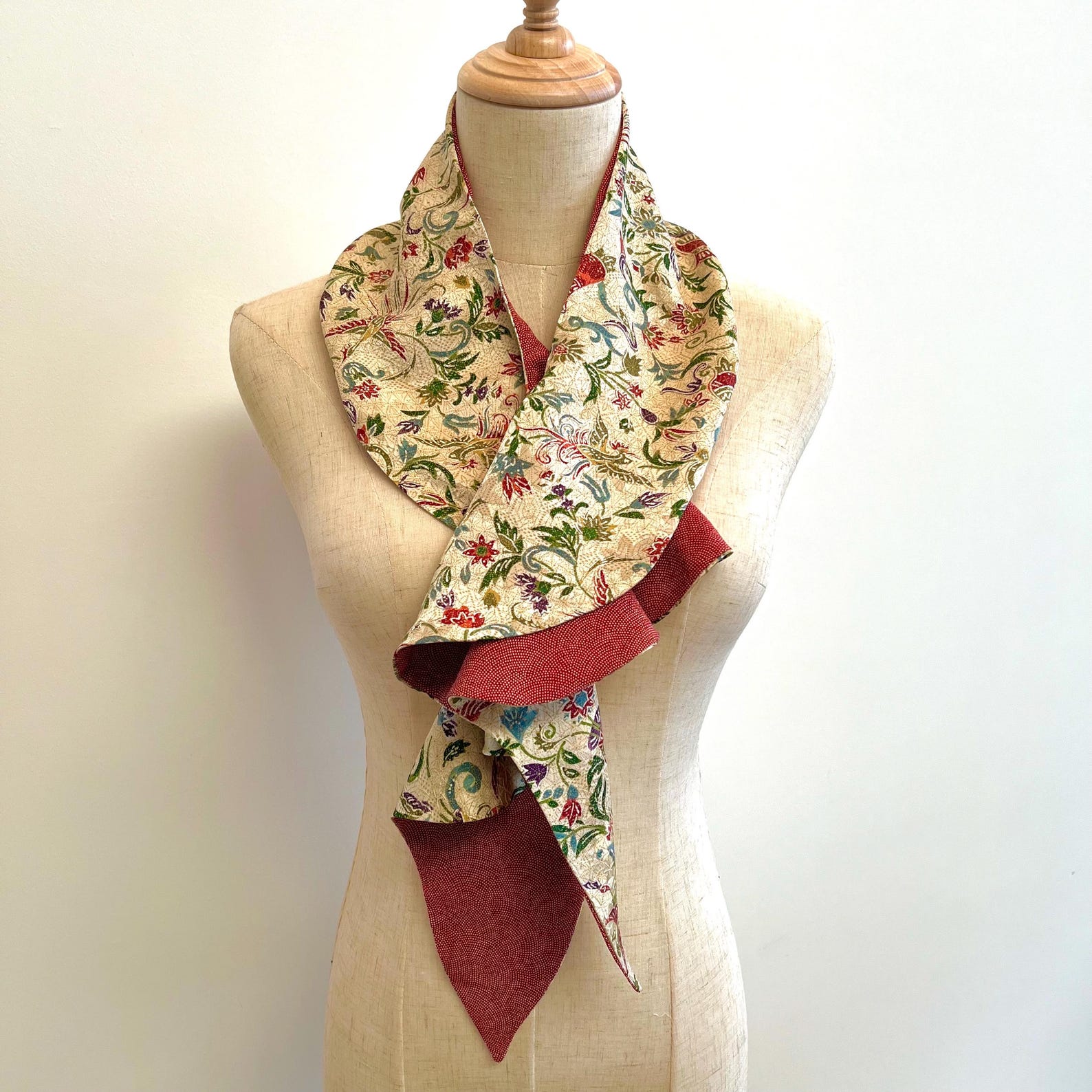 Japanese Kimono Scarf “butterfly Scarf” /phenix and Floral Design With ...