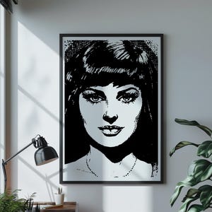 Vintage Girl Comic Pop Art Style Digital Poster Print