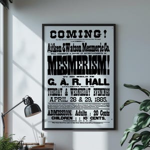 Mesmerism Vintage Magician Performance Black and White Digital Print Poster