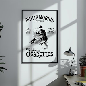 Vintage Philip Morris Cigarette Ad Digital Design Art File Poster Print Download 1930s Cigarettes Wall Art Decor Poster Prints Tobacco