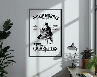 Vintage Philip Morris Cigarette Ad Poster, 1930s Tobacco Print (Digital Download)